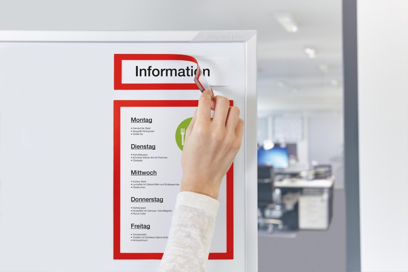 magnetoplan magnetofix DIN A4/A5 Inforahmen Magnetisch Rot 1131706 7,5 (B) x 0,8 (T) x 28,5 (H) cm 5 Stück