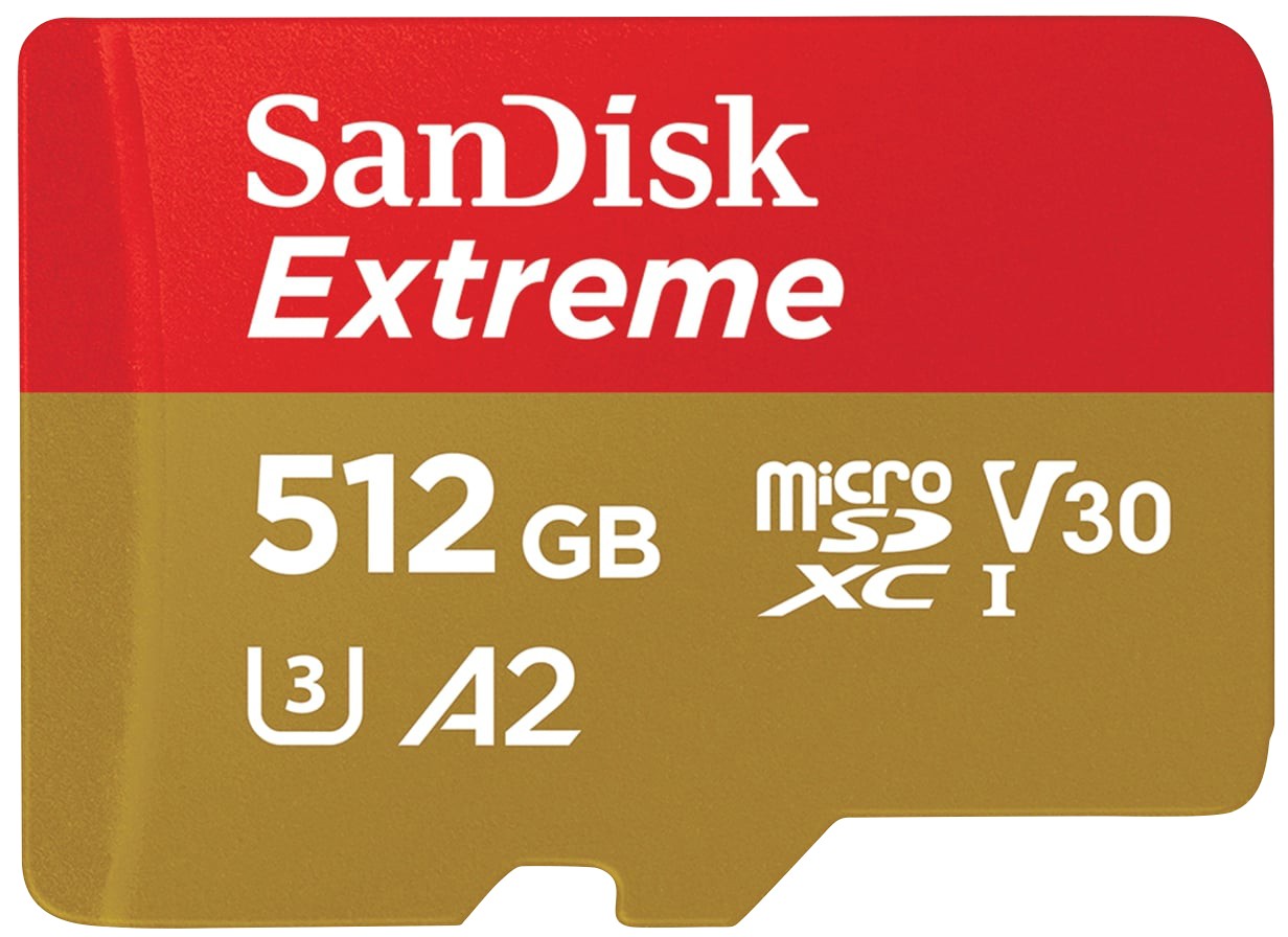 Sandisk Extreme Microsdxc Card 512 Gb Gold, Red