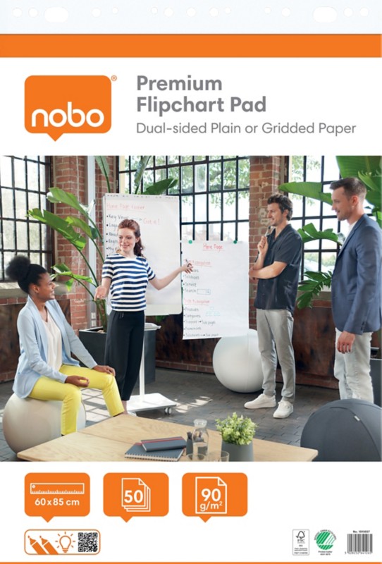 Nobo Flipchart-Papier Blanko, Kariert 60 x 85 cm 50 90 g/m² 50 Blatt