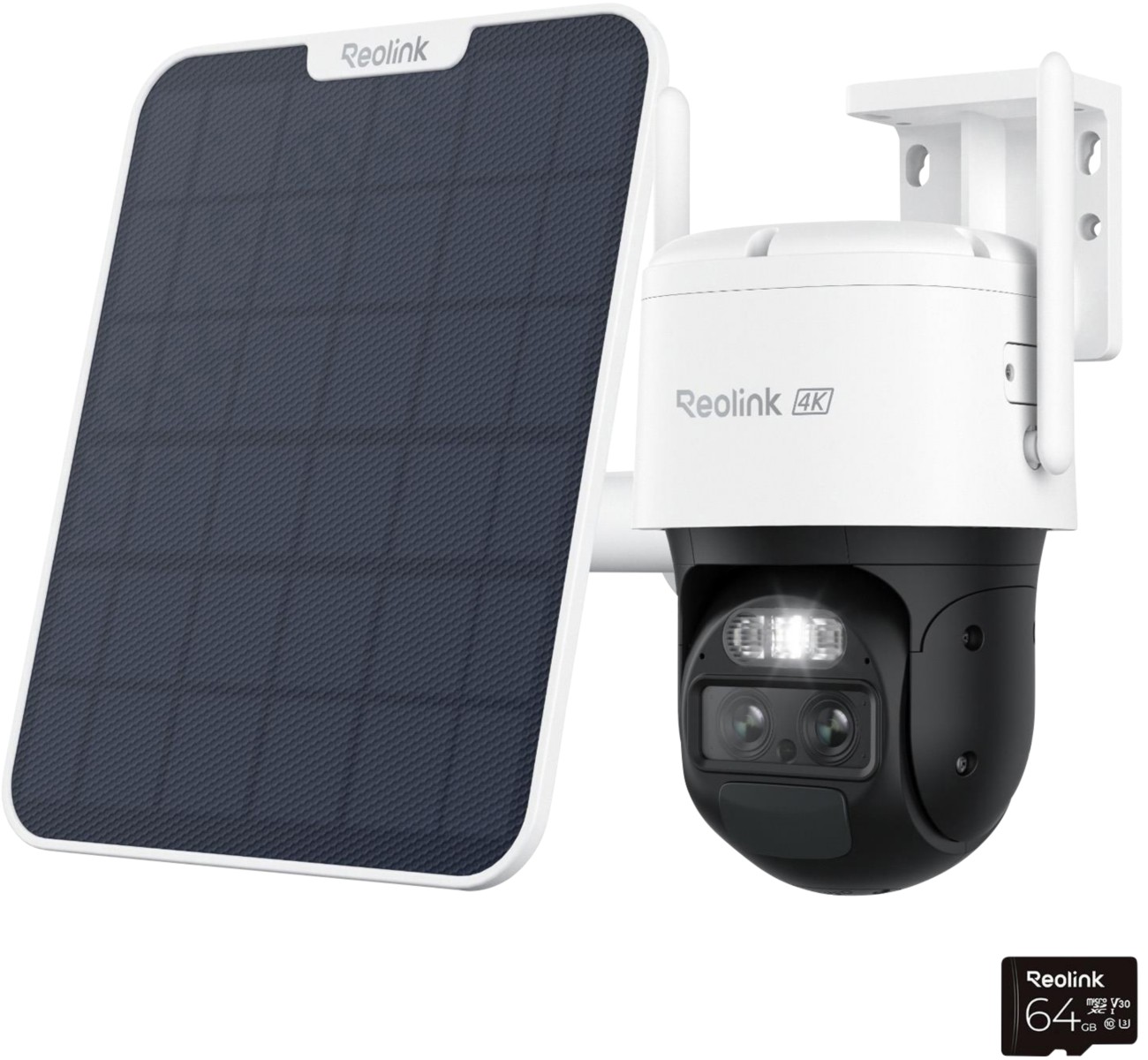 Reolink Trackmix Series 4K Ptz Battery 4G Lte Outdoor Security Camera With Solar Panel + 64Gb