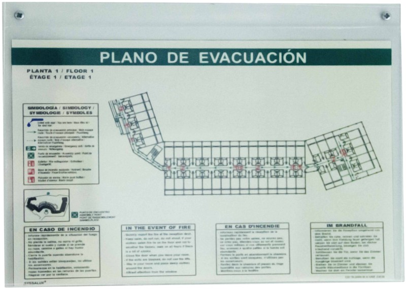 Archivo 2000 Informationsschild DIN A5 quer Wandmontiert 21 (B) x 17 (H) cm Transparent