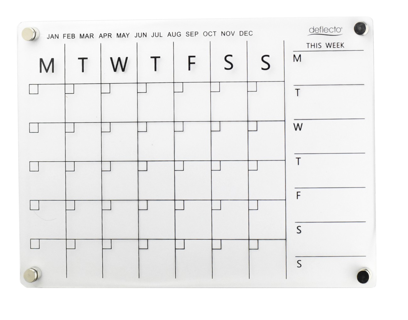 Deflecto Week To View Wall Planner Magnetic Magnetic 42 (W) X 29.7 (H) Cm Plastic Transparent