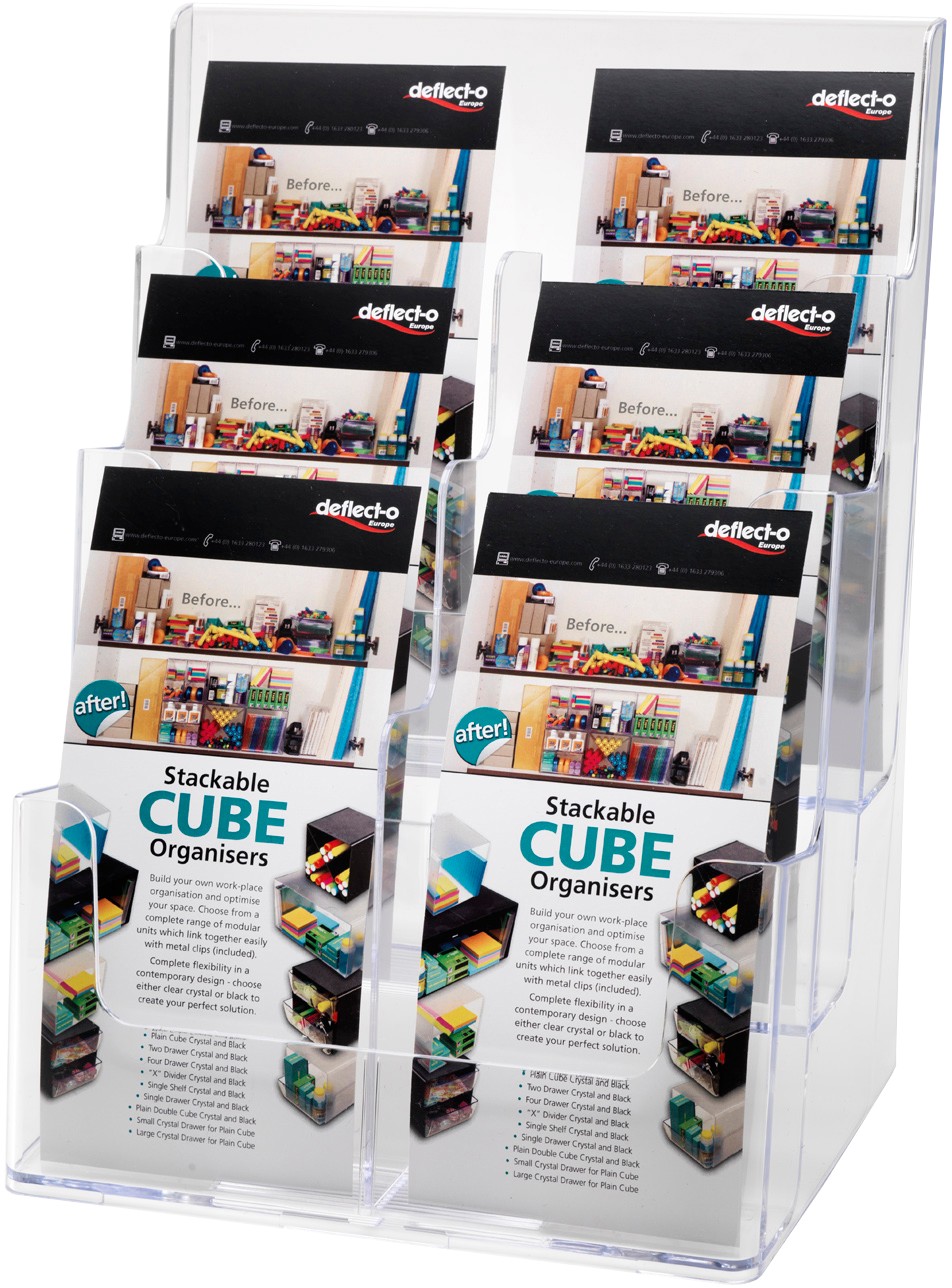 Deflecto Literature Display 3 Tier Dl 24.5 (W) X 19.5 (D) X 32.2 (H) Cm Transparent