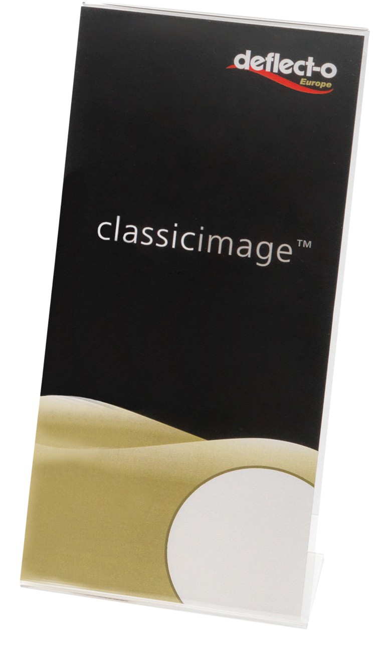 Deflecto Sign Holder Dl 1 Countertop Rectangle 10 (W) X 6.8 (D) X 21 (H) Cm Transparent