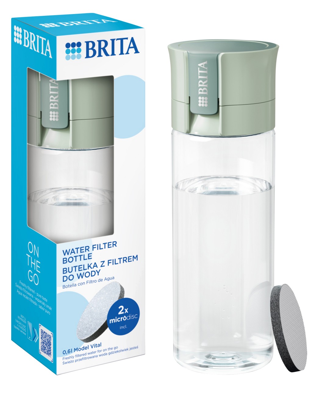 Brita Water Filter Bottle Vital Light Green 600 Ml