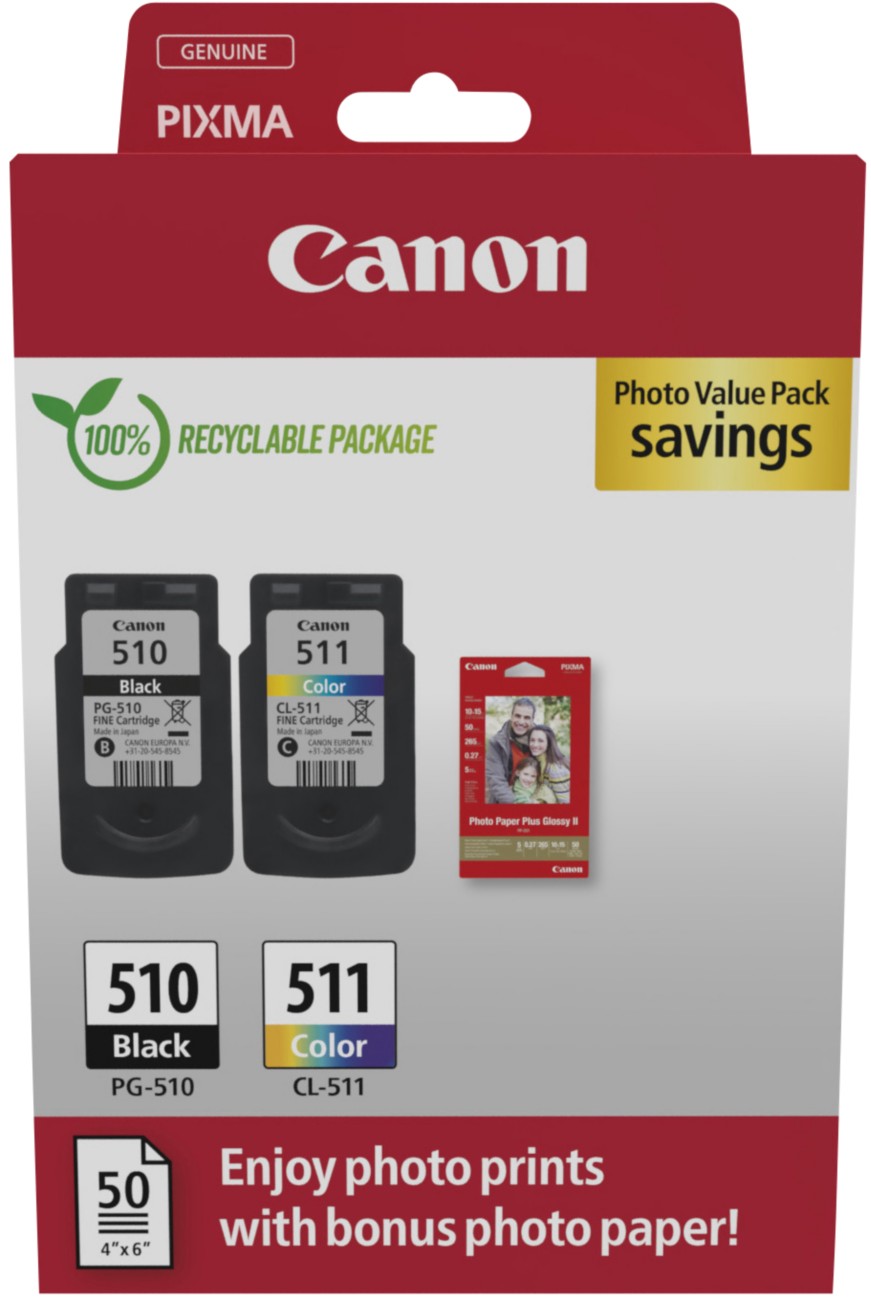Canon PG-510 / CL-511 Genuine Ink Cartridges, Pack of 2 with paper - Image 85