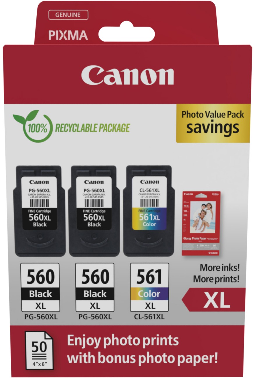 Canon Original PG-560XL x 2 / CL-561XL x 1 Photo value pack for Pixma TS7450 TS - Image 46