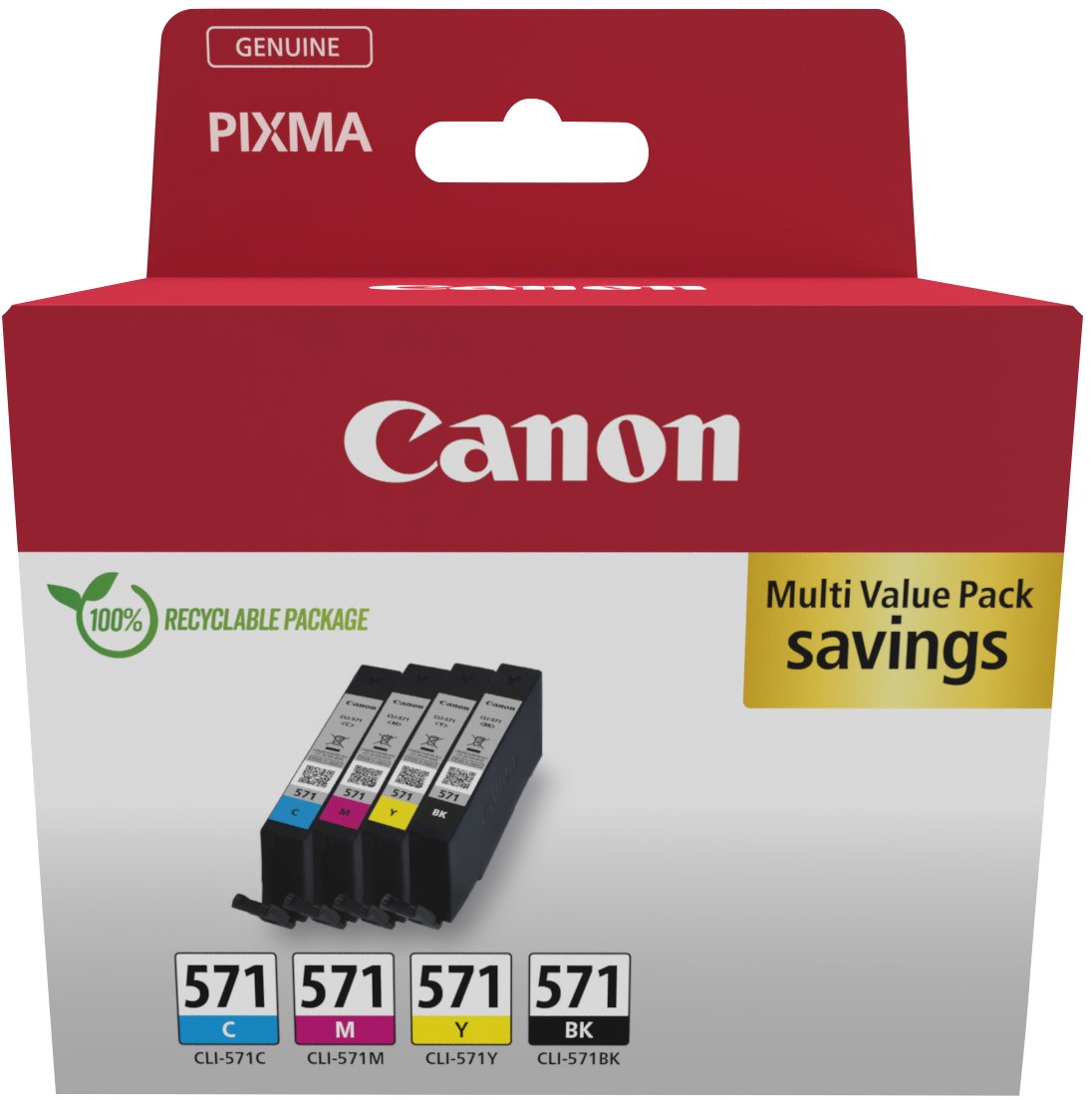 Original Canon CLI-571 BK/C/M/Y Ink Cartridge Multipack (0386C008) - Image 14
