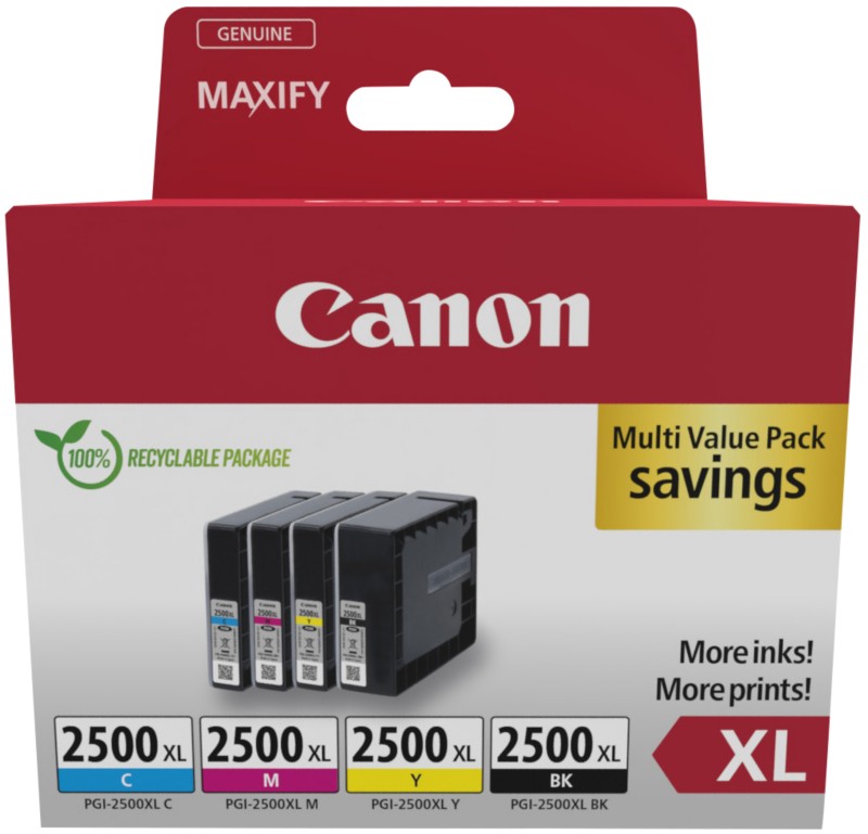Thumbnail - Canon 2500 Original Tintenpatrone Schwarz, Cyan, Magenta, Gelb 4er-Pack
