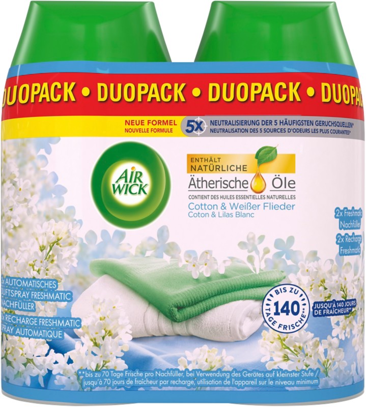 Air Wick Freshmatic Max DUO Lufterfrischungsspray Nachfüllung Cotton und wei?er Flieder 2 Stück