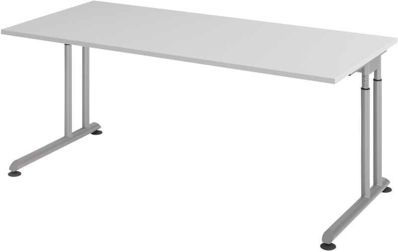 Hammerbacher Höhenverstellbar Sitz-Stehschreibtisch Rechteckig Metall, Holz Silber C-Fuß 1,800 x 800 x 820 mm