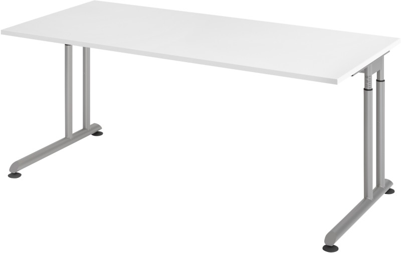 Hammerbacher Höhenverstellbar Sitz-Stehschreibtisch Rechteckig Metall, Holz Silber C-Fuß 1,800 x 800 x 820 mm
