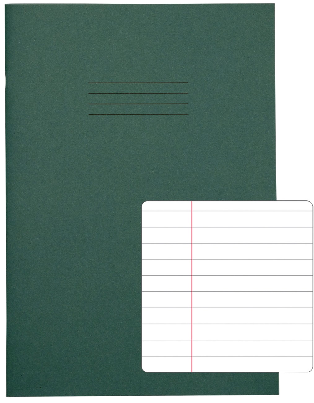 Rhino Exercise Book A4 Ruled Stapled Side Bound Manila Dark Green Not Perforated 80 Pages Pack Of 50