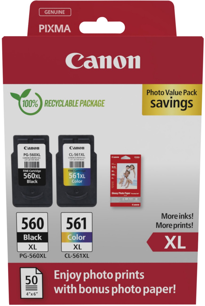 B&Q - Ink & Paper MultipackPg-560Xl/cl-561Xl Genuine Printer Ink Cartridges 2 Pack (1 X Black Xl1 X Colour Xl) & 4X6 Photo - Image 57