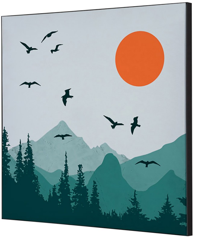 SHOWDOWN Textile Wanddekoration Sonne und Vögel Mehrfarbig Aluminium