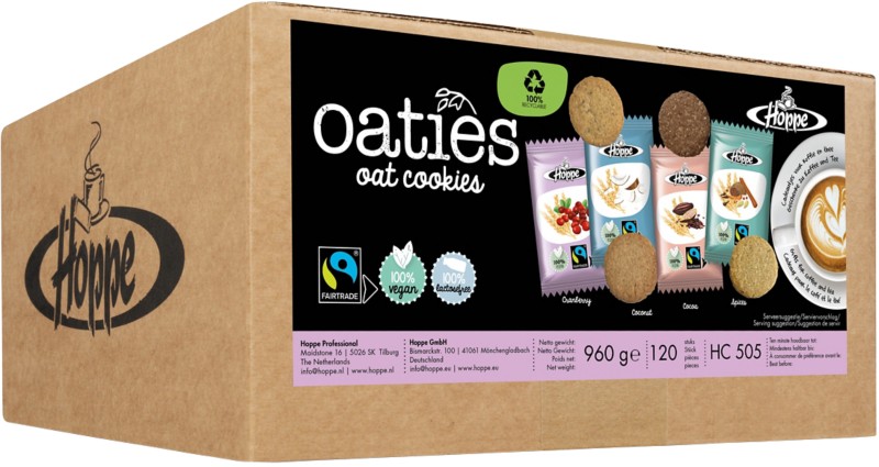 HOPPE Fairtrade Oaties Preiselbeere, Kokosnuss, Kakao und Gewürzkekse 120 Stück