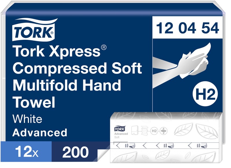 Tork Xpress - Advanced Falthandtücher H2 M-falz Weiß 2-lagig 120454 12 Stück à 200 Blatt