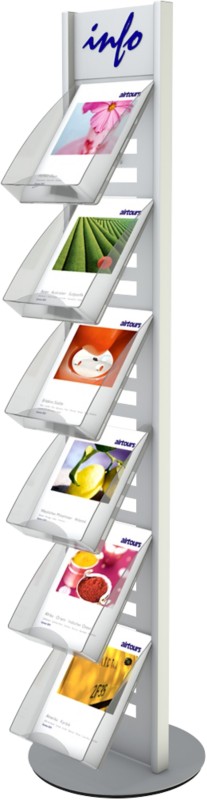 Kerkmann Prospektständer DIN A4 Silber 41634614 540 (B) x 540 (T) x 1.710 (H) mm