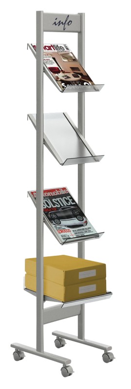 Thumbnail - Kerkmann DIN A4 Prospektständer Silber 42635314 310 (B) x 350 (T) x 1.600 (H) mm