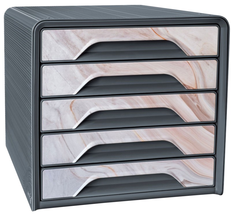 Thumbnail - CEP Mineral Schubladenbox Kunststoff Grau, Rosa 5 Schubladen 28,8 cm x 27 cm