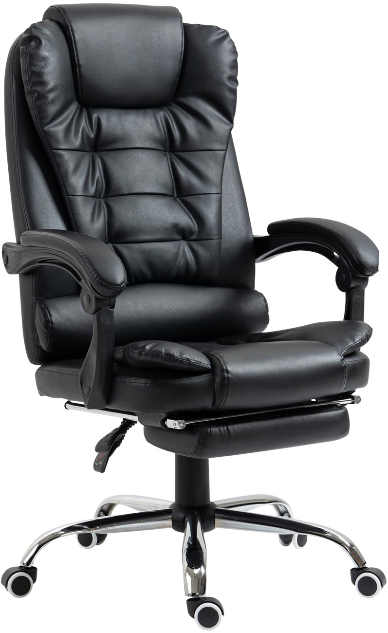 Rackhams Grey/Black Executive Office Chair Pu Leather Swivel Chair With Footrest - Image 6