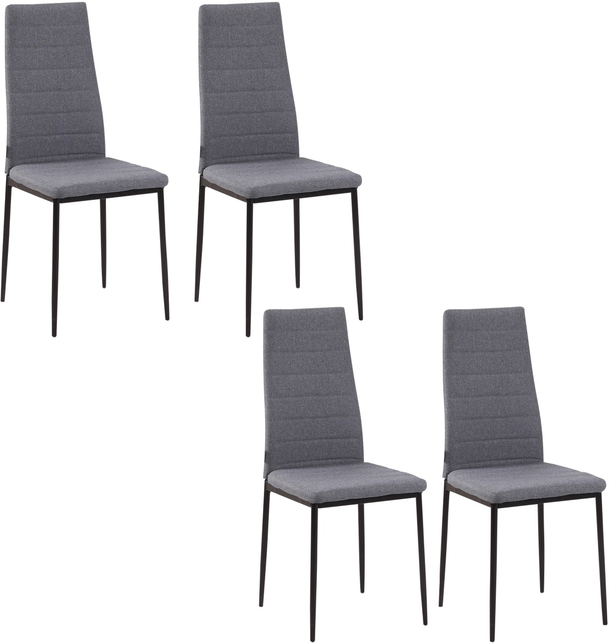 Homcom High Back Dining Chairs Modern Upholstered Linen-Touch Fabric - Grey - Image 6