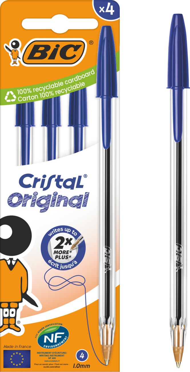 Bic Original 516332 Ballpoint Pen Blue 0.4 Mm Medium Ballpoint Refillable Pack Of 4