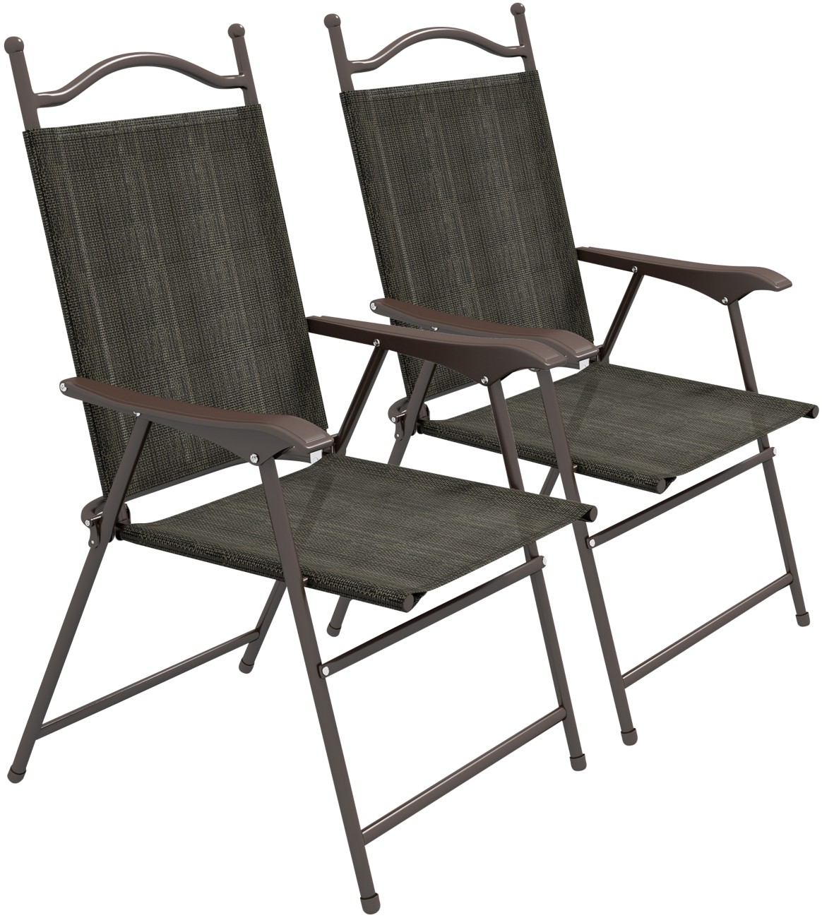 Outsunny Unisex Dark Brown Folding Chairs Set W/ Armrest, Breathable Mesh Fabric Seat In | : Size 2 Pack - Image 6