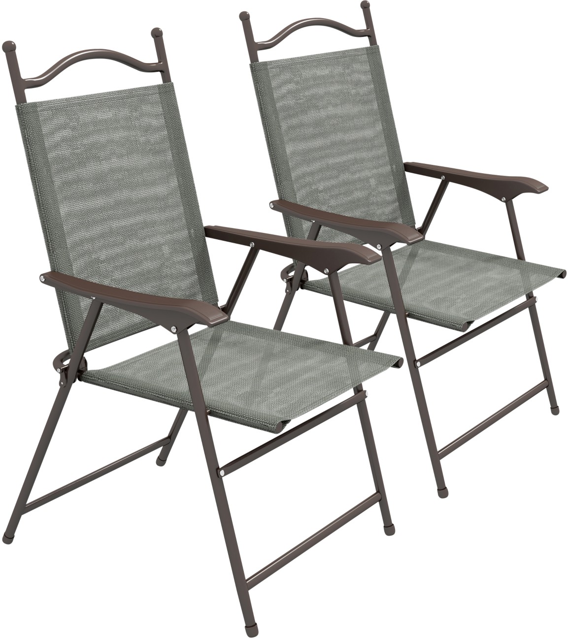 Outsunny Folding Chairs Set, Breathable Mesh Fabric Seat, Dark Grey - Image 7