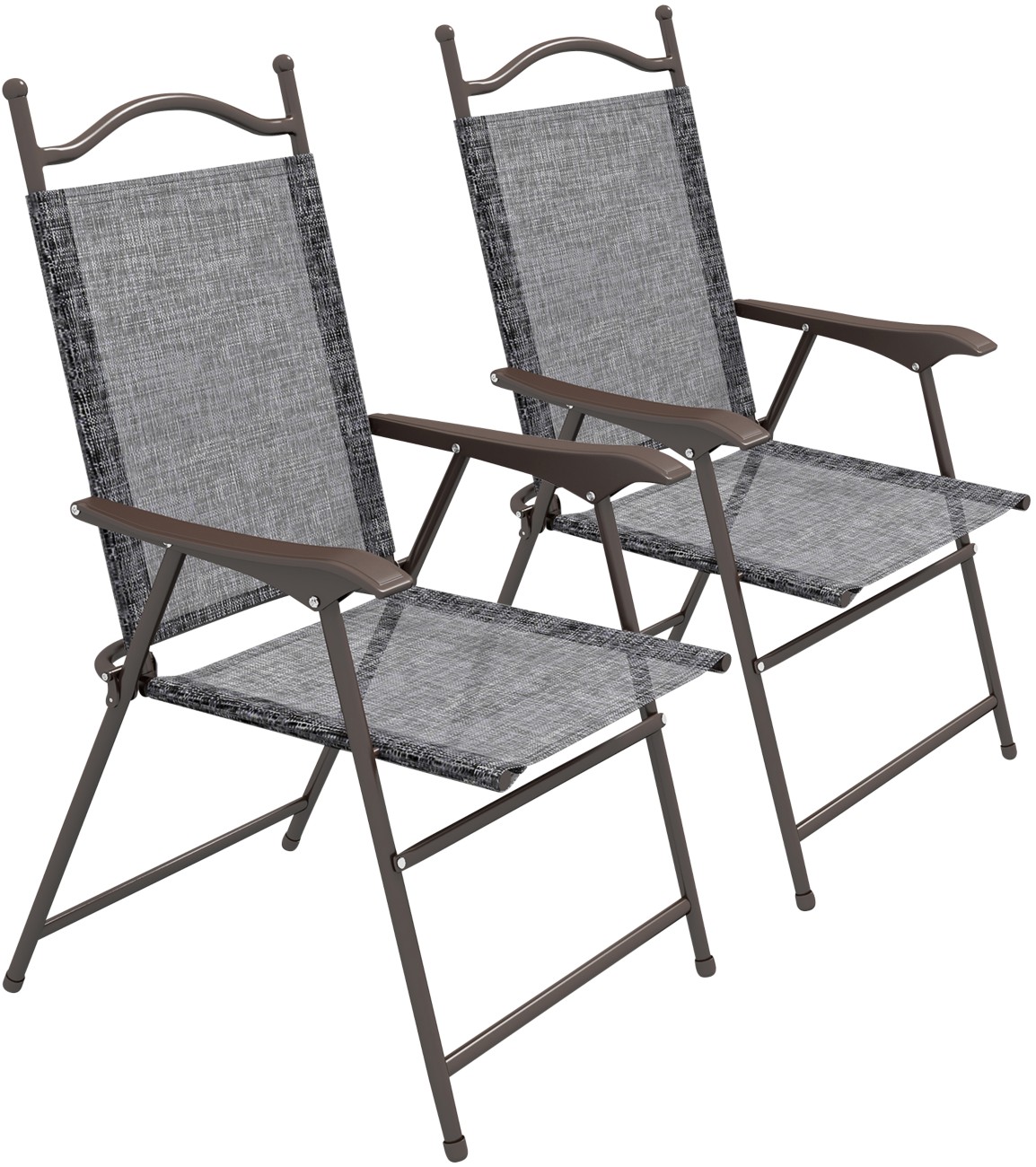 Outsunny Brown/Grey Folding Chairs Set, Breathable Mesh Fabric Seat, Mixed - Image 6