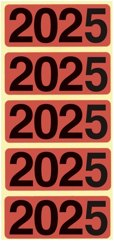 Bene Selbstklebende Jahresetiketten 2025 Rot 48 x 19 mm 100 Stück