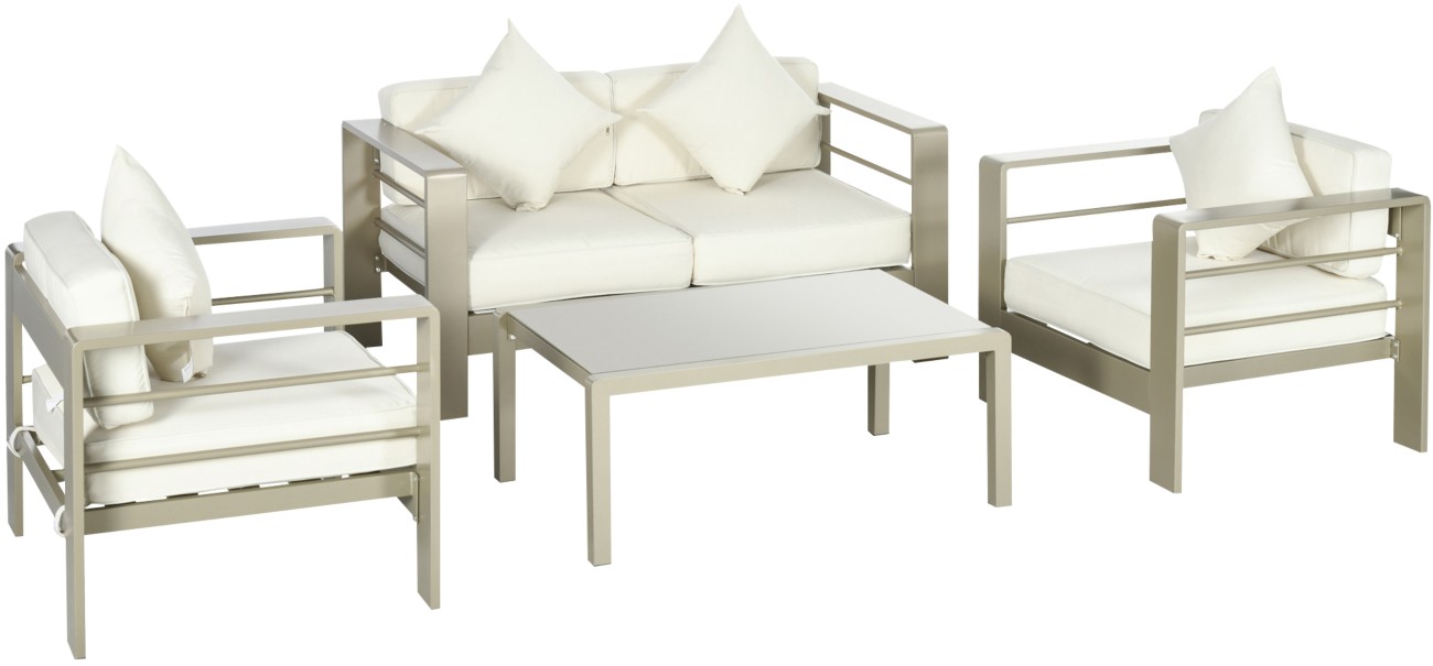 Outsunny Garden Furniture Set Aluminium, Polyester Gold Outdoor