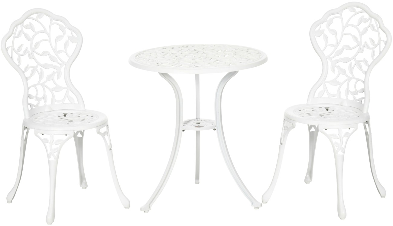 Outsunny Bistro Set Aluminum White Outdoor