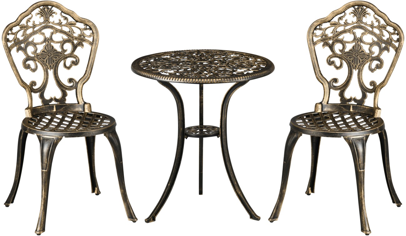 Outsunny Cast Aluminium Bistro Set - Bronze Tone - Image 9