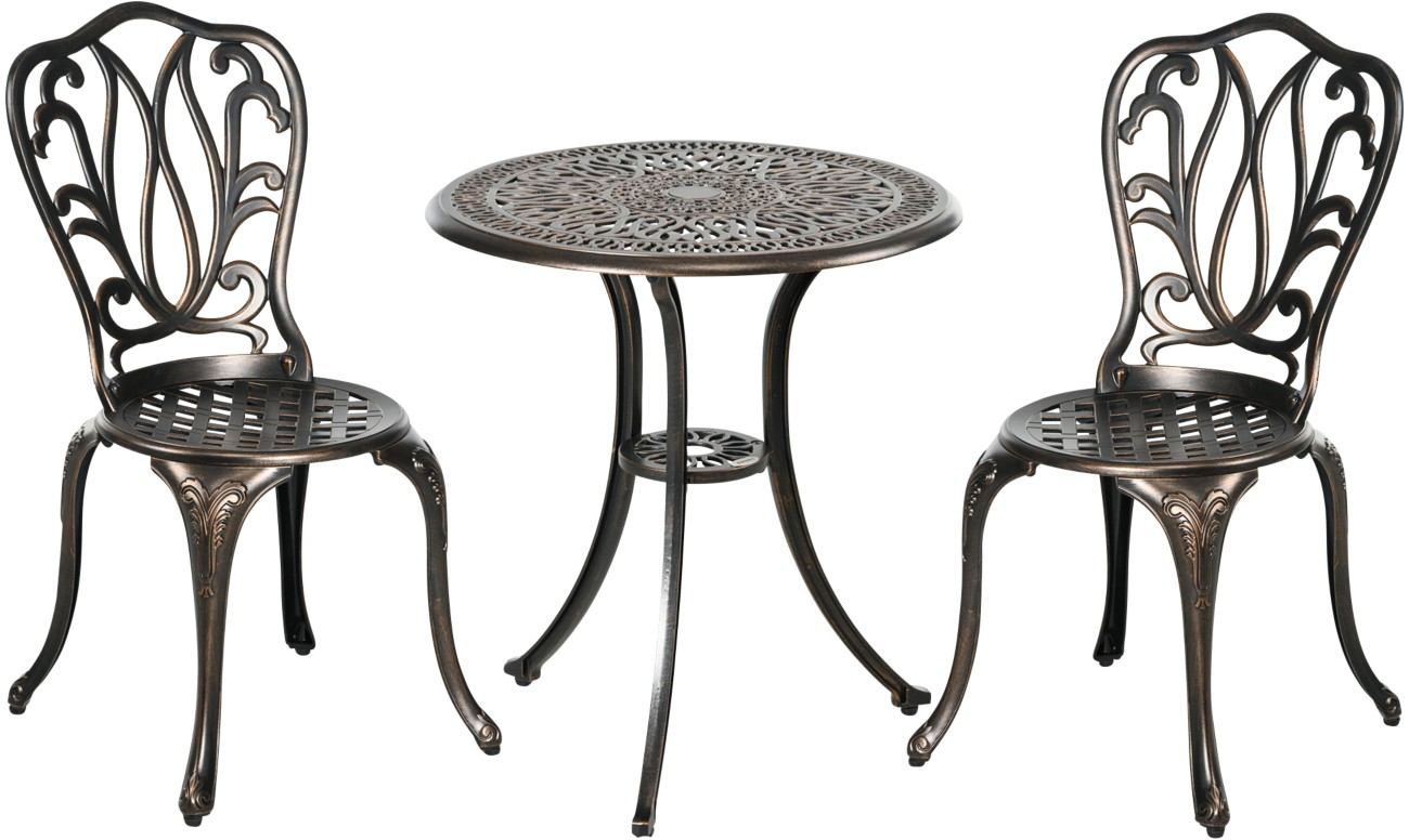 Outsunny Bistro Set Aluminium Bronze Outdoor