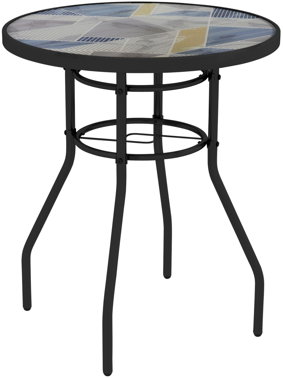Outsunny Garden Table Round 84G-399V00mx Steel, Tempered Glass 600 X 600 X 700 Mm