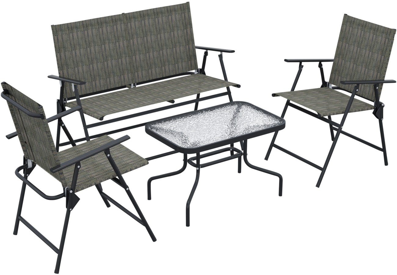 Outsunny Unisex Brown Patio Furniture Set, Garden Set W/ Table, Foldable Chairs, A Loveseat In Small - Image 7