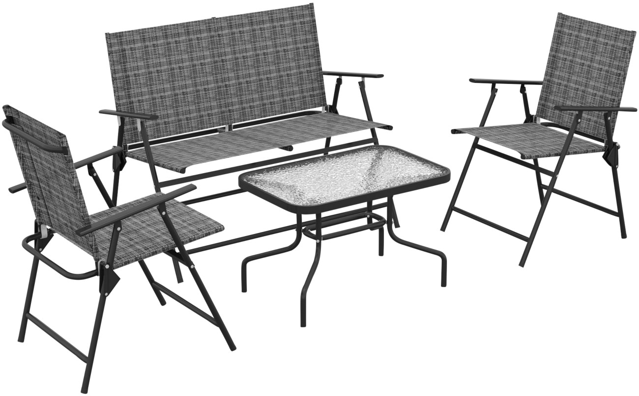 Rackhams Grey/Light Four-Piece Metal Garden Sofa Set - Mixed - Image 6