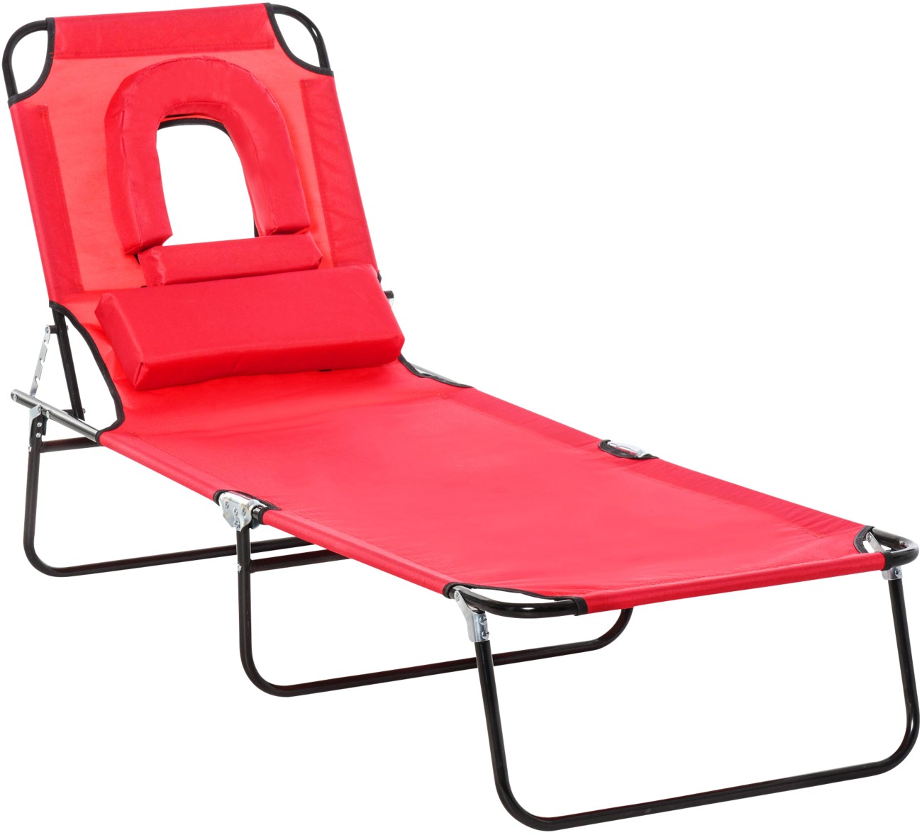 Outsunny Sun Lounger 1,870 X 580 X 360 Mm Red Outdoor