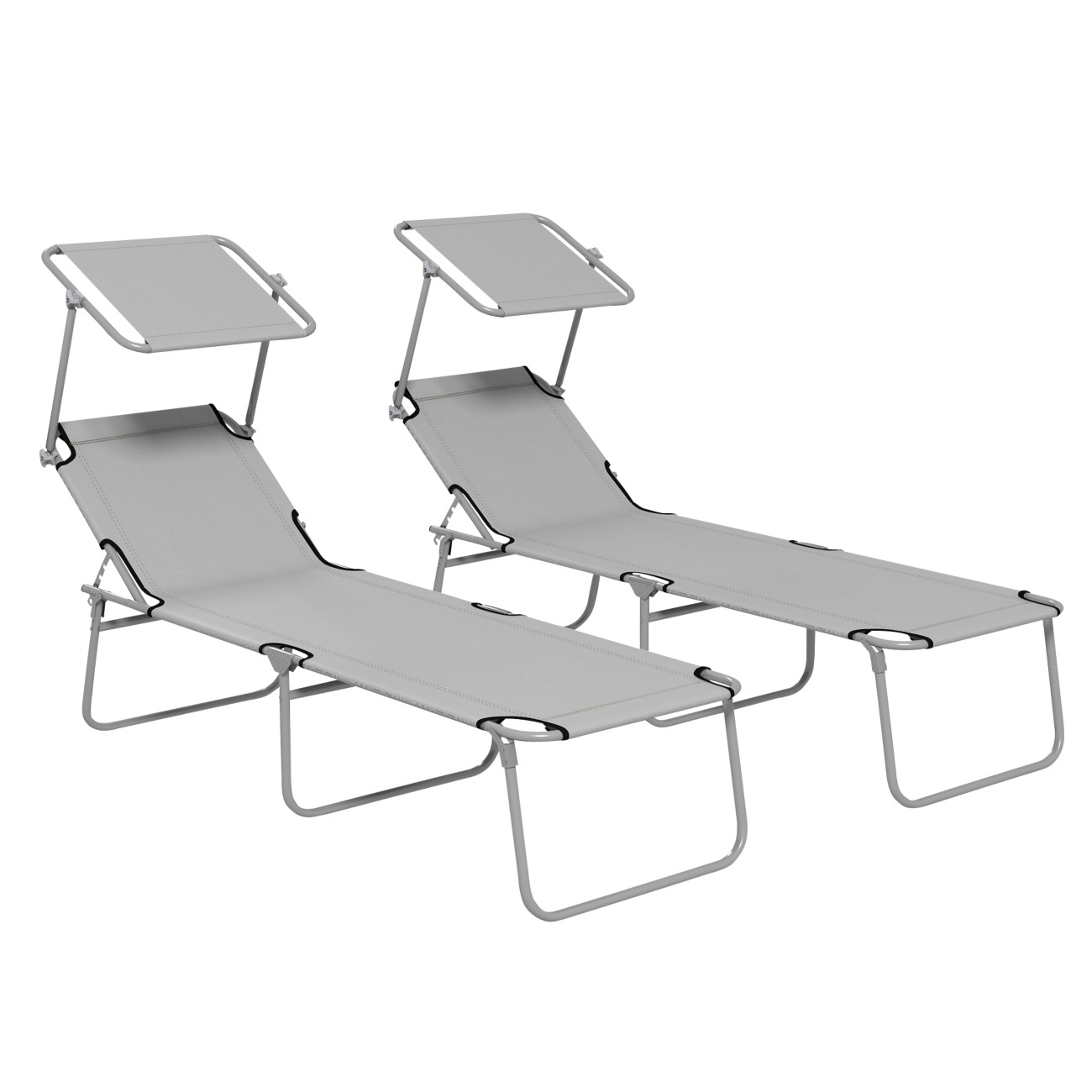 Rackhams Light/Grey Folding Chair Sun Lounger W/ Sunshade Garden Recliner Hammock - 2 - Image 5