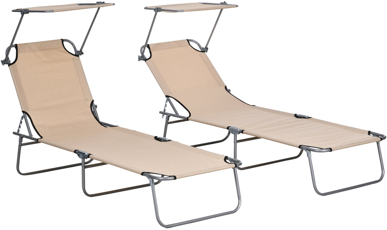 Outsunny Sun Lounger 1,870 X 580 X 360 Mm Sand Brown Outdoor