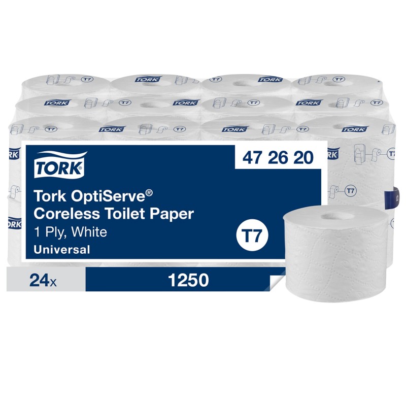 Tork OptiServe Toilettenpapier 1-lagig Ohne Kern 472620 24 Rollen à 1250 Blatt