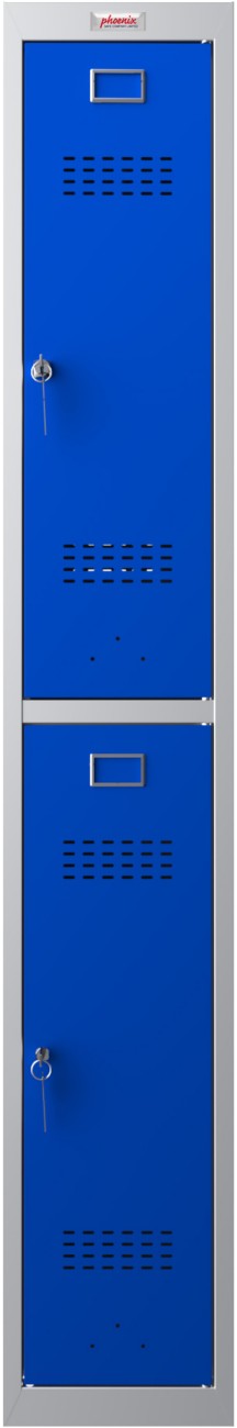 Phoenix Personalschrank Stahl Schließfach 2 Türen Schlüsselschloss 300 x 500 x 1.830 mm Blau, Grau