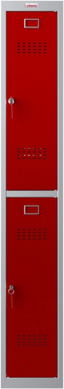 Phoenix Personalschrank Stahl Schließfach 2 Türen Schlüsselschloss 300 x 500 x 1.830 mm Grau, Rot