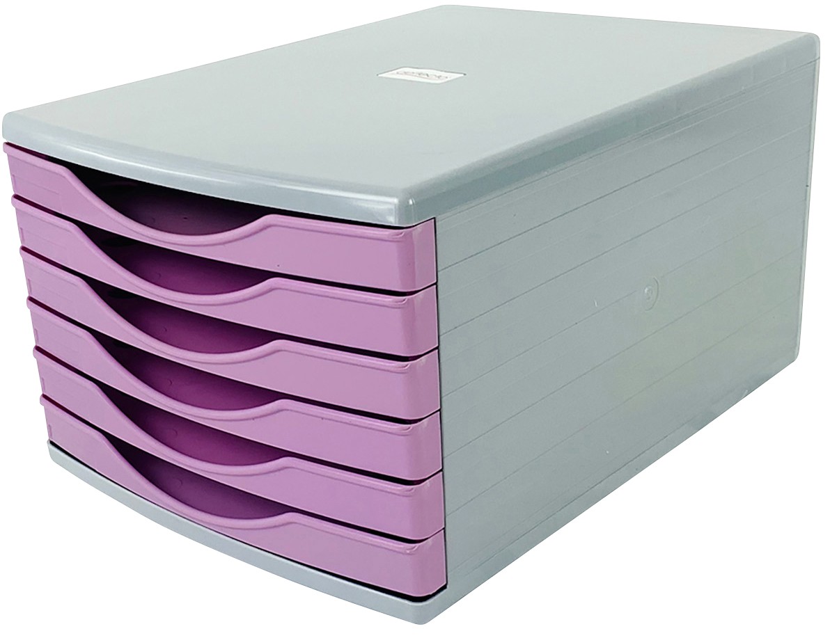 Deflecto Desktop Drawers Plastic Lavender 6 Drawers 29 X 40.3 X 21.2 Cm A4