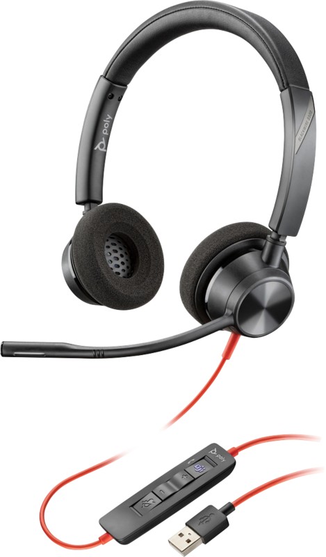 poly Blackwire Headset Kopfbügel mit Mikrofon Stereo 3320 Schwarz