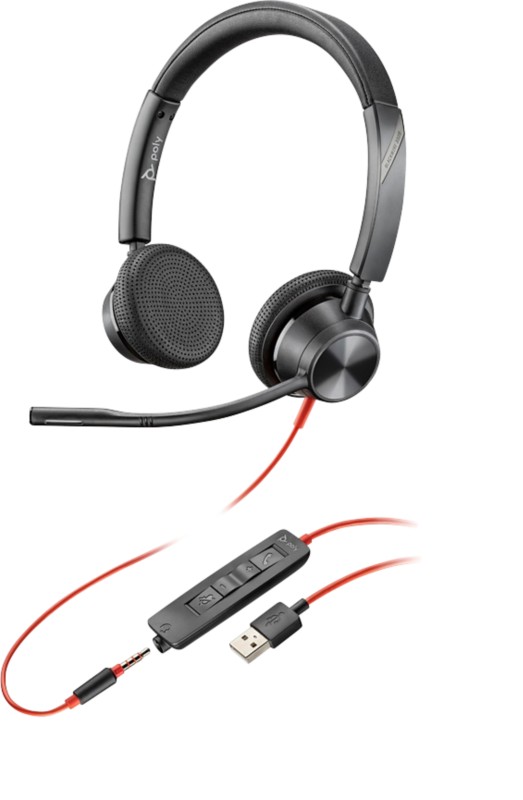 poly Blackwire Headset Kopfbügel mit Mikrofon Stereo 3325 Schwarz