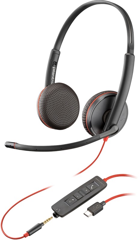 poly Blackwire Headset Kopfbügel mit Mikrofon Stereo C3225 Schwarz