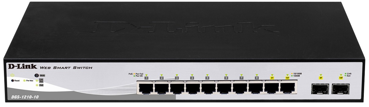 Thumbnail - D-Link Switch DGS-1210-10 Managed L2 Gigabit Ethernet (10/100/1000) 1U Schwarz, Grau