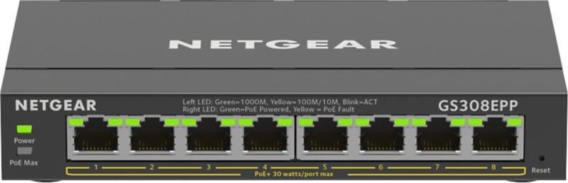 Thumbnail - NETGEAR 8-Port Gigabit Ethernet High-Power PoE+ Plus Switch (GS308EPP) Managed L2/L3 Gigabit Ethernet (10/100/1000) Powe...